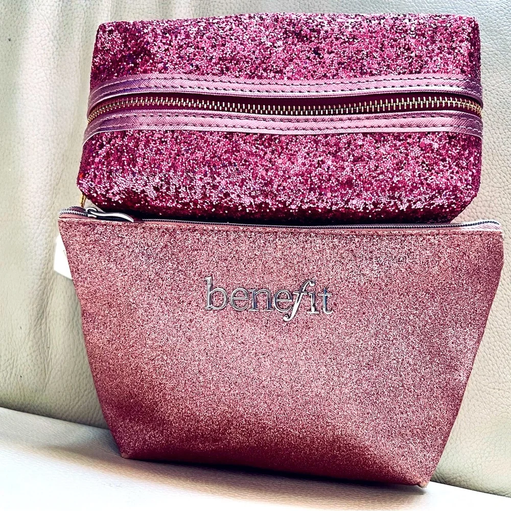 Two Pink Sparkly Cosmetic Cases